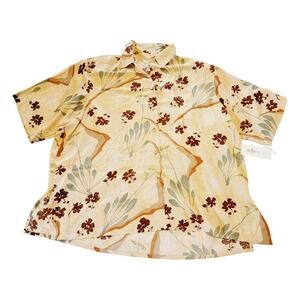 Beverly Rose 5X Long Sleeve Blouse‎ Brown/Yellows SS Vintage Shoulder Pads NWT